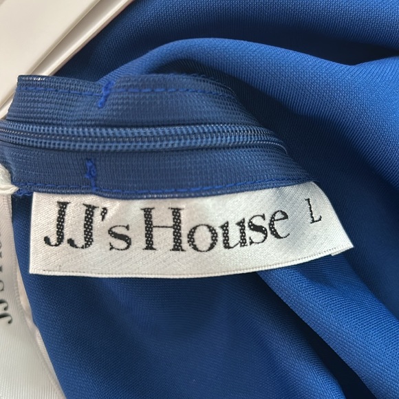 JJs House Pleated One Shoulder Sheath/Column Asymmetrical Cocktail Dress Blue - Picture 16 of 16